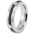 Stainless Steel Ring With Black Plated Cables