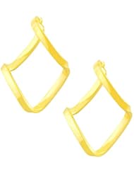 14 Karat Yellow Gold Twisted Flat Hoop Earrings