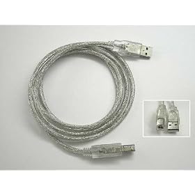 Clear Silver 10 ft Hi-Speed USB 2.0 Printer Scanner Cable Type A Male to Type B Male For HP Canon, Lexmark, Epson,