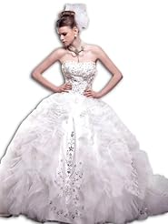 Fitted    Tulle  Ball Gown  Dress With Rhinestones and Ruffles
