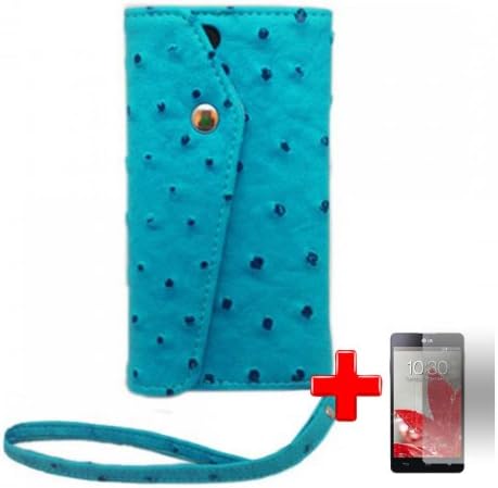 Apple iPhone 5C - One Piece Flip/Fold-Over Wallet ID Holder Animal Skin Case Cover w. Lanyard, Teal + SCREEN PROTECTOR