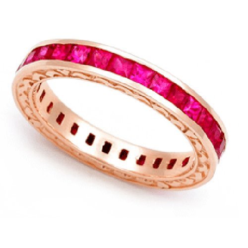 14k Rose Gold Channel set Ruby Eternity Band Ring