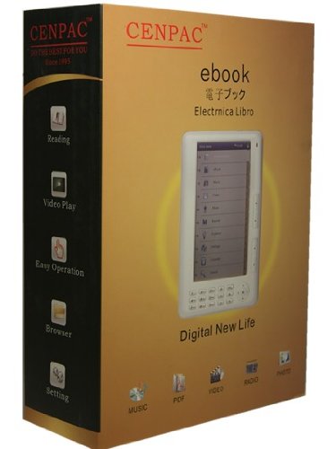 Cenpac Ebook Reader 4gb with Case White Color 7'' High Resolution Color Screen,multi Languages Supported, 720p High Definition Video Play,multi-task Supported, Built-in Tf Card Slot, Pdf Support, Portrait & Landscape View