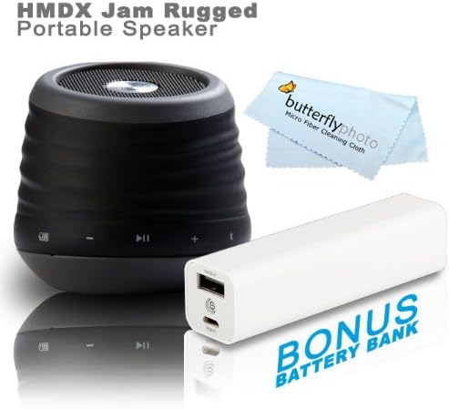 HMDX JAM XT Extreme Rugged Bluetooth Wireless Speaker, HX-P430BK (Black) + FREE Bonus Photive 3000mAh Portable Battery Charger Power - Allows You To Charge Your Speakers or Phone On The Go