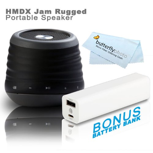 HMDX JAM XT Extreme Rugged Bluetooth Wireless Speaker, HX-P430BK (Black) + FREE Bonus Photive 3000mAh Portable Battery Charger Power - Allows You To Charge Your Speakers or Phone On The Go
