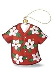 Hibiscus Red Aloha Shirt Glass Ornament