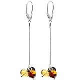 Tropical Fruit Collection Sterling Silver Baltic Multicolor Amber Long Earrings