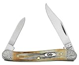 Case Cutlery 53086 Worked Bolsters Mini Copperhead Second Cut Burnt Stag Handle