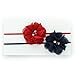 My Lello Infant Baby/Toddler Girls Flower Headbands Chiffon Beaded Flower Skinny Elastic 2 pack (Red/Navy)