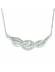 1.1 Carat 14K White Gold 1ct Diamond Baguette Swirl 20in w/2in ext Necklace