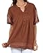 Sakkas Henley Pintuck Button Front Semi-Sheer Gauzy Cotton Blouse