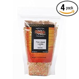 Taaza Five Jewel Lentils - Mixed Dal And Spices, 11 Ounce Bags (Pack of 4)