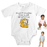 Knit Baby Infant Bodysuit Onesie - 5.5oz.100% Cotton Jersey Knit - with 3 snap bottom in White Light Pink or Baby Blue Don't make me call Gramma