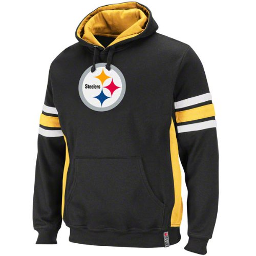 NFL Men's Pittsburgh Steelers Passing Game II Long Sleeve Hooded Fleece Pullover (Black/Gold/White, Large)
