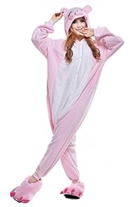 Newcosplay Polar Fleece Onesies Pajamas (L, Pink Pig)