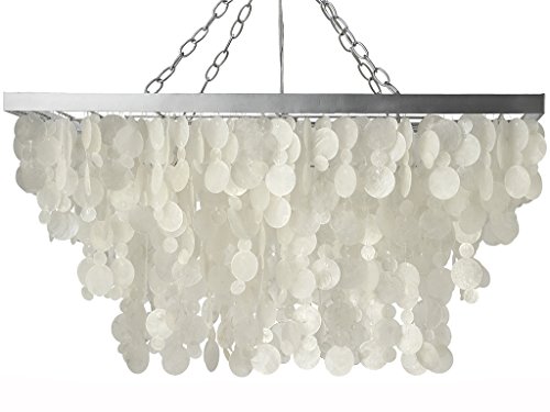 Best Buy KOUBOO Rectangular Rain Drop Capiz Pendant Lamp, Natural White