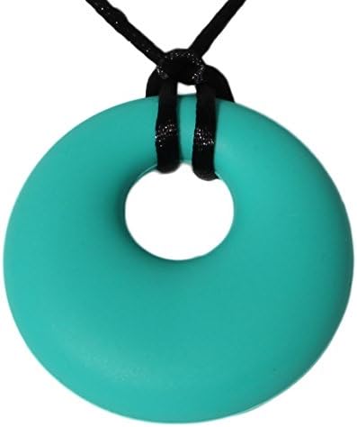 Teething Relief Silicone Pendant Necklace for Mothers - BPA Free, Non Toxic Gum Massager - Drooling Toddler - Happy Baby (Turquoise)