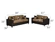 Bobkona Seattle Microfiber Sofa and Loveseat 2-Piece Set in Saddle Color