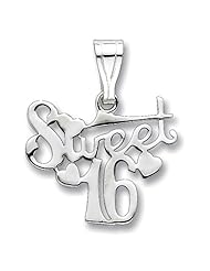 Sterling Silver "Sweet 16" Heart Accent Shimmering Pendant