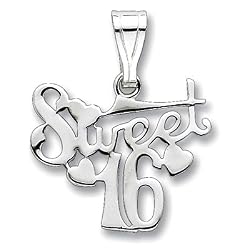 Sterling Silver "Sweet 16" Heart Accent Shimmering Pendant