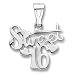 Sterling Silver "Sweet 16" Heart Accent Shimmering Pendant