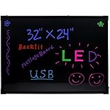 TMS&reg; 32"x24" Flashing Illuminated Erasable Neon LED Message Menu Sign Writing Board