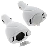 Dual USB Port Car Charger with 12V Socket ( White )