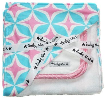 Baby Star Hooded Towel & Washcloth Set, Four Square Pink Baby Star Hooded Towel & Washcloth Set, Four Square Pink
