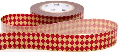 Imagen 2 de Cinta adhesiva Washi, de color rojo con rombitos, de mt