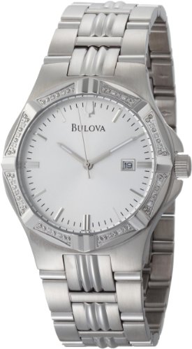 Bulova Men's 96E107 Diamond Case Silver Dial Bracelet Watch