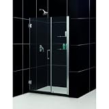 DreamLine UNIDOOR Frameless 48-49 inch Adjustable Shower Door with Glass ShelvesBrushed Nickel Finish Hardware