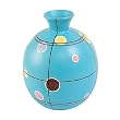 Handmade Terracotta Vase - Royal Blue Retro Dot Design