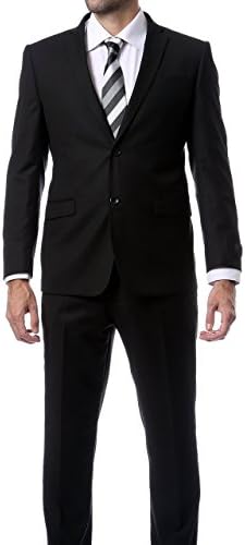 Men's "Ultra Soft" Classic Slim Fit Suit by Zonettie - Black, 38 Short
