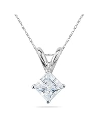 3/4 Carat Princess Diamond Solitaire Pendant in 14K White Gold