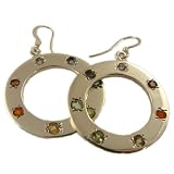 Circle of Happiness Earrings with Chakra Gemstones - Amethyst, Garnet, Peridot, Citrine, Carnelian, Iolite, Apatite