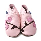 Inch Blue Oriental Blossom Baby pink/Chocolate stem soft shoes, Soft shoes, Babies, 6-12 monthsby Inch Blue