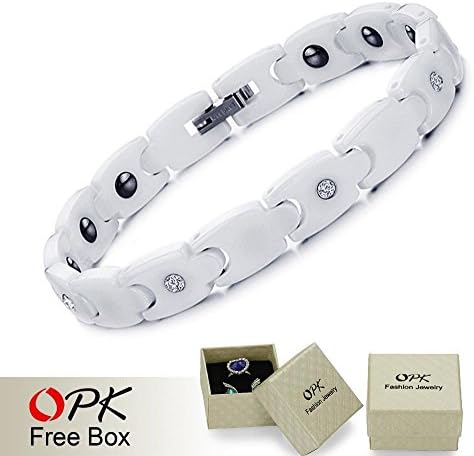 Second Face Opk Jewelry 2013 New White/ Black Ceramic Man Care Bracelet Health Balance Bracelet With Energy Magnetic Stone Inlay Crystal415