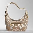 NEW AUTHENTIC COACH PENELOPE SHANTUNG SIGNATURE HOBO (Khaki/Gold)