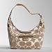 Coach Signature Penelope Shantung Shoulder Hobo Bag 13291 Khaki Gold