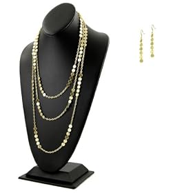 Veola's Gold Coin Layered Necklace and Earring Set