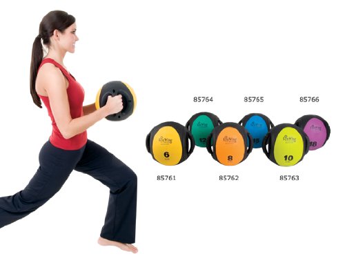ecowise dual-grip medicine ball, 8 lbs. – tangerine/black