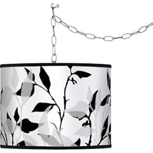 Three-Tone Leaves Giclee Plug-In Swag Chandelier