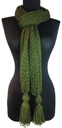 Handmade Ultra Lightweight and Soft Scarf - Italian Green Olive (Open Weave/one-of-a-kind)