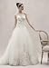 David's Bridal Wedding Dress: One Shoulder Tulle Ball Gown with Lace Appliques Style CKP421