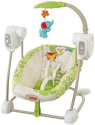 Jungle Rainforest Friends Space Saver Travel Baby Swing