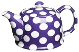 Yedi Houseware Classic Coffee and Tea White Dots 20 Ounce Teapot, Violet Purple