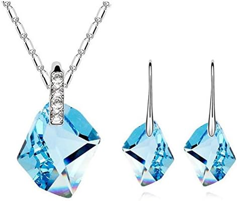 Mall48 Women's Fashion Jewelry Set Made with Swarovski Element Crystal Pendant Necklace (Blue)