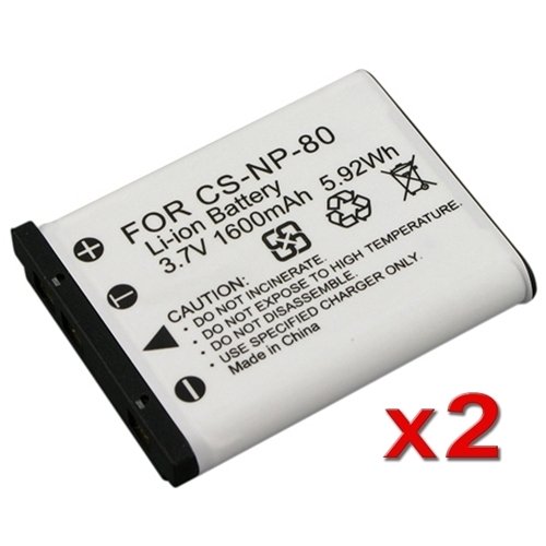 2 PACK Casio NP-80 / NP80 Replacement Battery for Casio Exilim EX-S7 / EX-Z35 / Exilim Card EX-G1 / EX-S5 / EX-S6 / Exilim Zoom EX-Z1 / EX-Z2 / EX-Z270 / EX-Z280 / EX-Z33 / EX-Z330 / EX-Z550