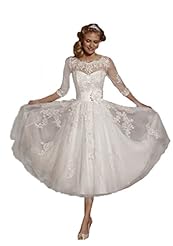 Short Tea Length Tulle Applique Lace Evening Dress/Bridesmaid Dress/Prom Dress/Party Dress 