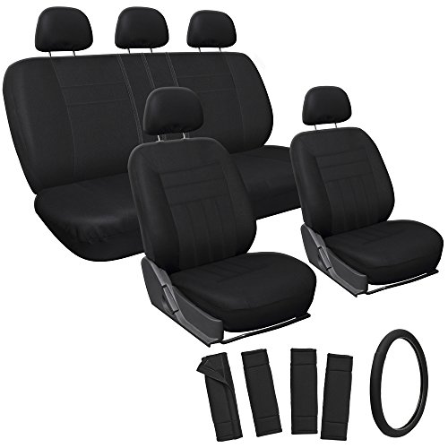 Oxgord 21pc Solid Black Flat Cloth Seat Cover And Carpet